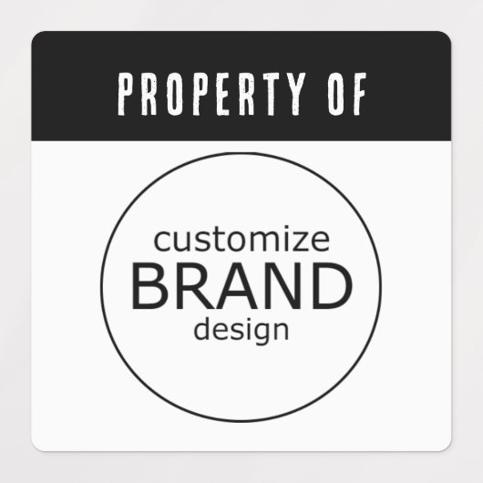 Black Stripe Property of Company Business Logo Labels (Design 1)