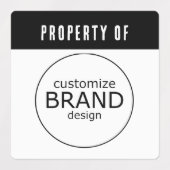 Black Stripe Property of Company Business Logo Labels (Design 2)