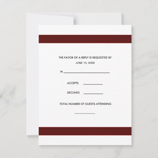 Black Stripe Red Bow Wedding RSVP Kaart (Achterkant)