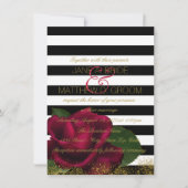 Black Stripe Rood en Zwart Trouwen Kaart (Voorkant)