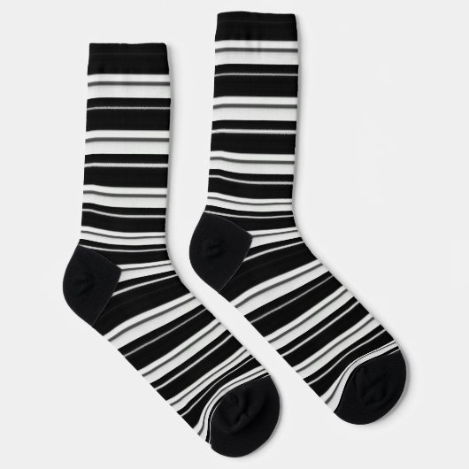 Black Stripe Socks – Bold Monochrome Style Sokken (Rechts)