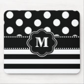 Black Stripe Stippen Monogram Muismat. Muismat (Voorkant)