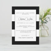 Black Striped Baby shower Invitation Kaart (Staand voorkant)
