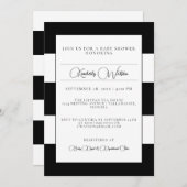 Black Striped Baby shower Invitation Kaart (Voorkant / Achterkant)
