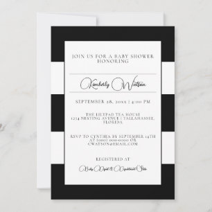 Black Striped Baby shower Invitation Kaart