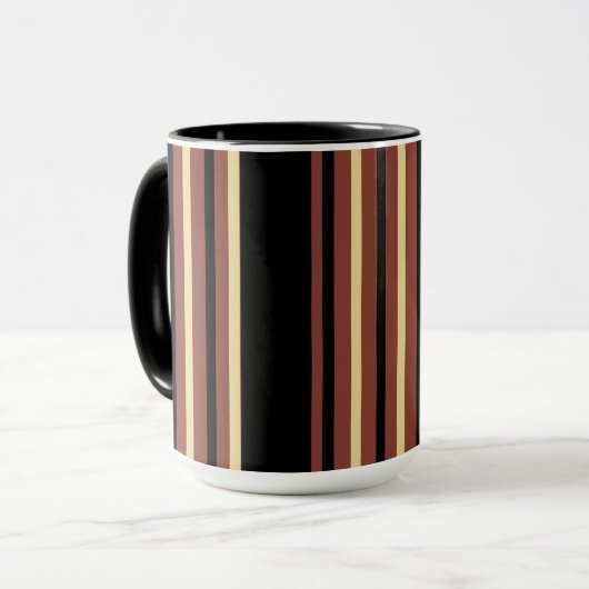 Black Striped Coffee Mok Cup (Voorkant links)