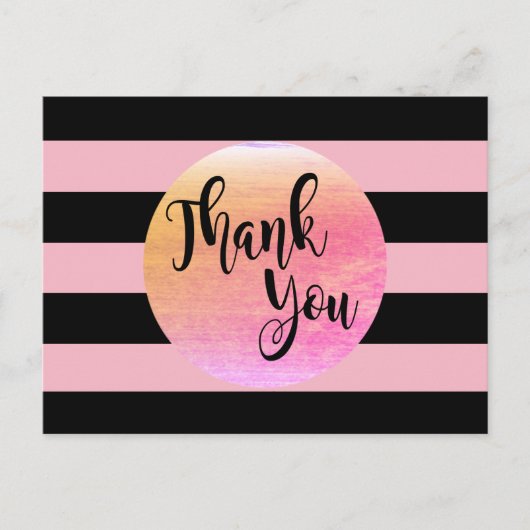 Black Striped Dankjewel roze bruiloft Briefkaart (Voorkant)
