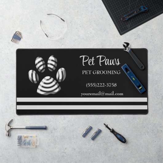 Black Striped Dog Paw Pet Grooming Service Bureaumat (Werkstation)