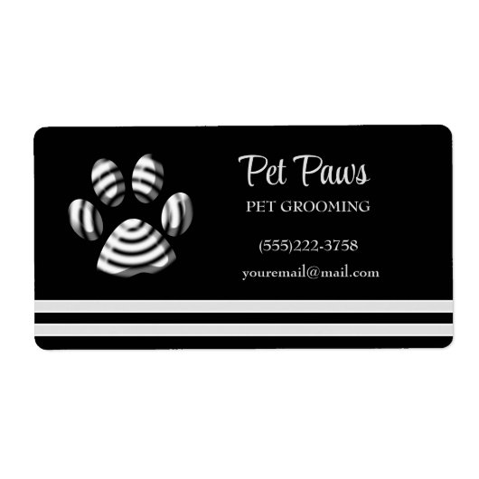 Black Striped Dog Pet Grooming Service Busine Etiket (Voorkant)