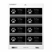 Black Striped Dog Pet Grooming Service Busine Etiket (Full Sheet)