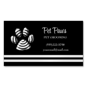 Black Striped Dog Pet Grooming Service Busine Magnetisch Visitekaartje