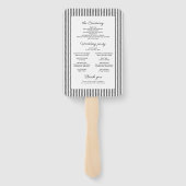 Black Striped Elegance Classy Wedding Program Handwaaier (Achterkant)