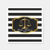 Black Striped Gold Law Scales Graduparty Servetten (Voorkant)