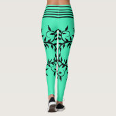 Black Striped Green Futuristic Athletic Leggings (Achterkant)