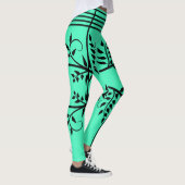 Black Striped Green Futuristic Athletic Leggings (Rechts)