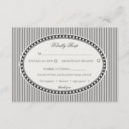 Black Striped Harlequin Pattern Wedding RSVP Informatiekaartje