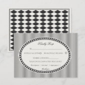 Black Striped Harlequin Pattern Wedding RSVP Informatiekaartje (Voorkant / Achterkant)
