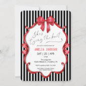 Black Striped Red Bow Vintage Bridal Shower Kaart (Voorkant)