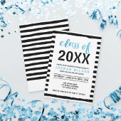Black Stripes Blue Class of 2023 Graduation Party Kaart