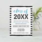 Black Stripes Blue Class of 2023 Graduation Party Kaart (Staand voorkant)