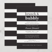 Black Stripes Brunch & Bubbly Vrijgezellenfeest Kaart (Voorkant / Achterkant)