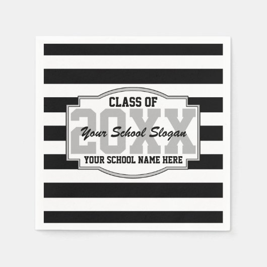 Black Stripes Class of 20XX Graduation Party Servetten (Voorkant)