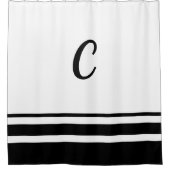 Black Stripes Custom Monogram Shower Curtain Douchegordijn (Voorkant)