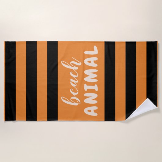 Black Stripes Custom Text Beach ANIMAL Strandlaken (Voorkant)