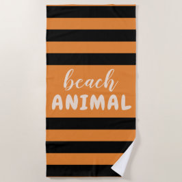 Black Stripes Custom Text Beach ANIMAL Strandlaken