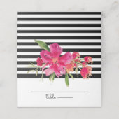 Black Stripes | Fuchsia Flowers Wedding Plaatskaartje (Buitenkant ongevouwen)