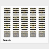 Black Stripes Gold Confetti Merry Christmas Custom Vierkante Sticker (Vel)