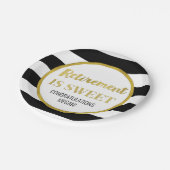 Black Stripes Gold Confetti Retirement is Sweet Papieren Bordje (Gekanteld)