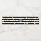 Black Stripes Gold Confetti Vrolijk kerstfeest Waterfles Etiket (Enkel label)