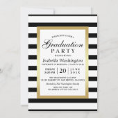 Black Stripes Gold Floral Gradual Party Foto Kaart (Achterkant)
