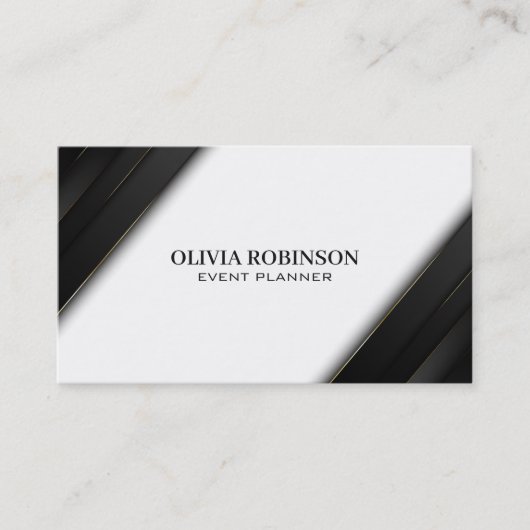 Black Stripes Gold Thin Lines Visitekaartje (Voorkant)