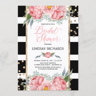 Black Stripes Goud en Roze Bloemen Vrijgezellenfee Kaart