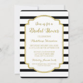 Black Stripes Gouden Bruids Douche Uitnodigingen (Achterkant)