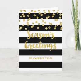 Black Stripes Gouden Confetti Kerstleraar Feestdagen Kaart
