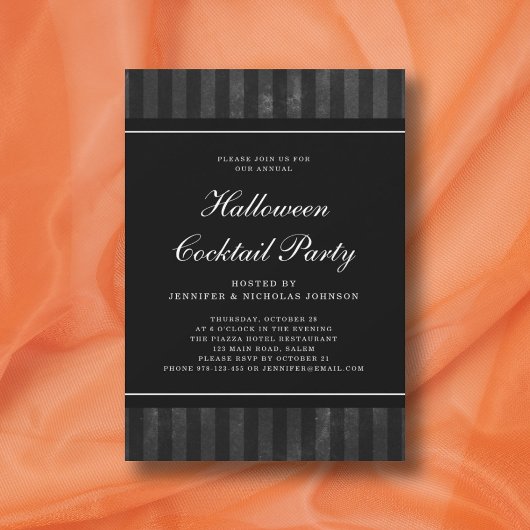 Black Stripes Halloween Cocktail Party Kaart