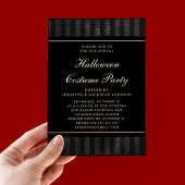 Black Stripes Halloween Costume Party Gold Folie Uitnodiging