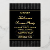 Black Stripes Halloween Dinner Party Gold Folie Uitnodiging (Voorkant)