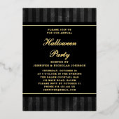 Black Stripes Halloween Party Gold Folie Uitnodiging (Voorkant)