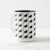 Black Stripes Hearts Tweekleurige Koffiemok (Voorkant links)