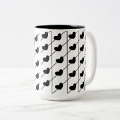 Black Stripes Hearts Tweekleurige Koffiemok (Voorkant rechts)