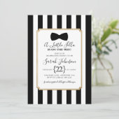 Black Stripes Little Fella Baby shower Invitation Kaart (Staand voorkant)