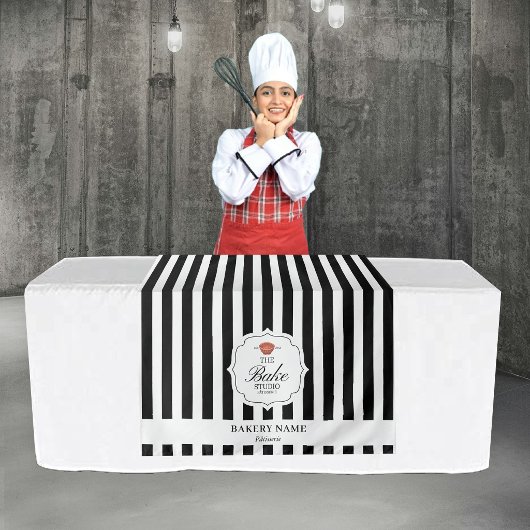 Black Stripes Logo Table Pop Up Shop Vendor Runner Wandkleed