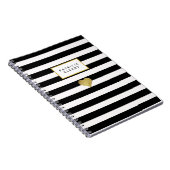Black Stripes & Metallic Gold Heart Notitieboek (Rechterzijde)