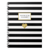 Black Stripes & Metallic Gold Heart Notitieboek (Voorkant)