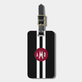 Black Stripes Monogram Bagagelabel voor mannen