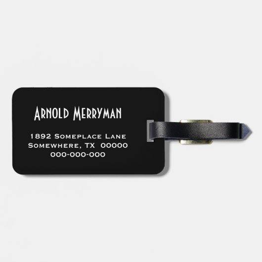 Black Stripes Monogram Bagagelabel voor mannen (Achterkant horizontaal)